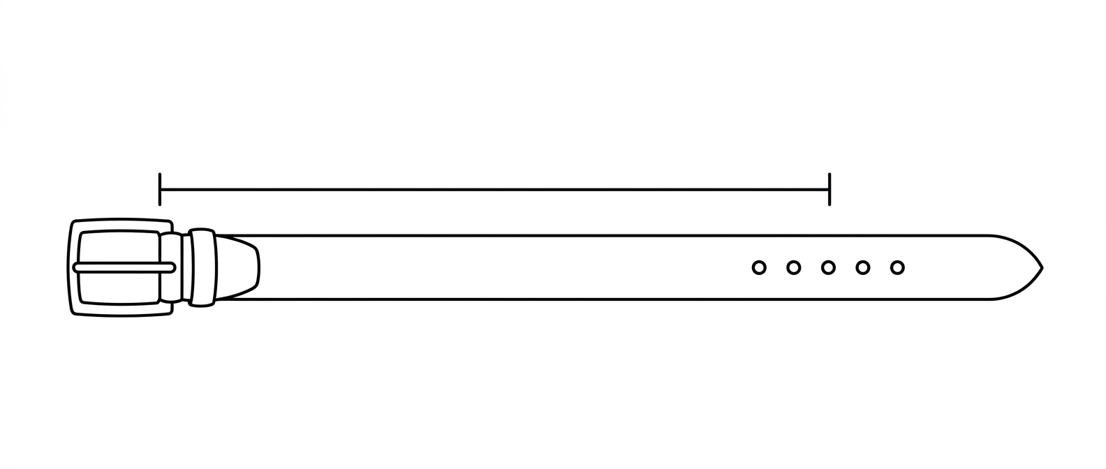 A belt measured from the middle hole to where the buckle is attached