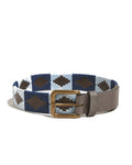 Dark Blue Embroidered Leather Belt