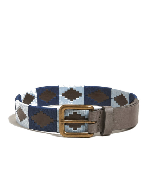 Dark Blue Embroidered Leather Belt