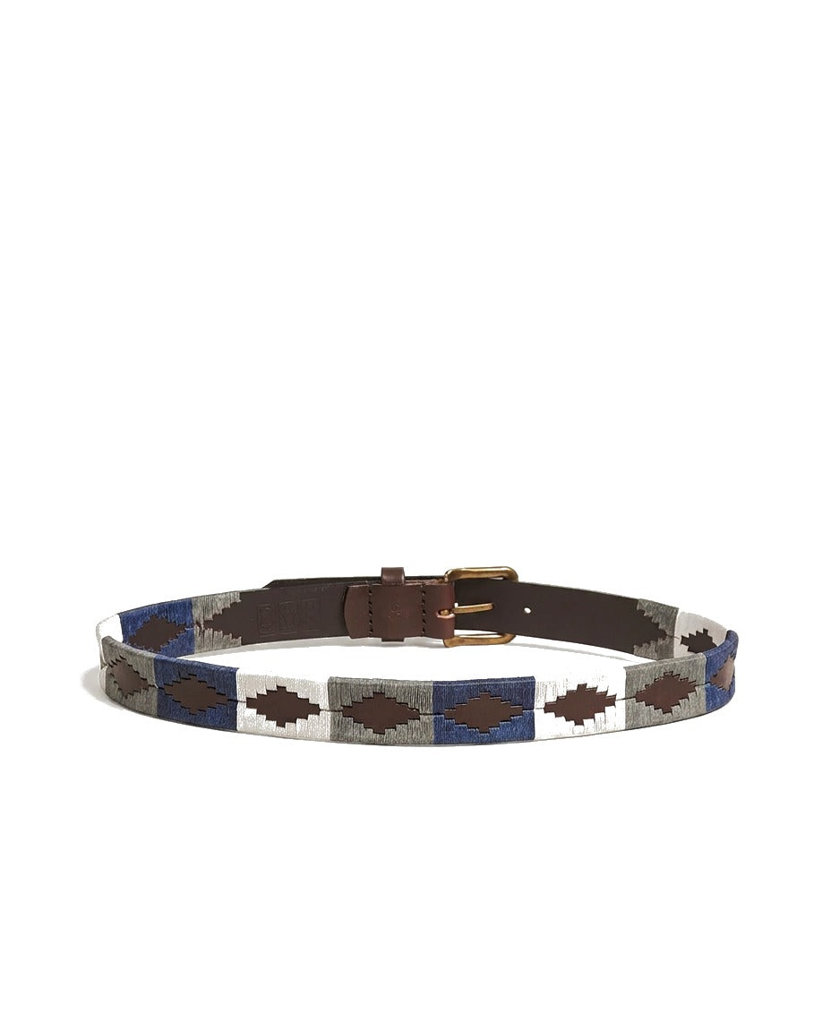 Gray Embroidered Leather Belt — alternate view