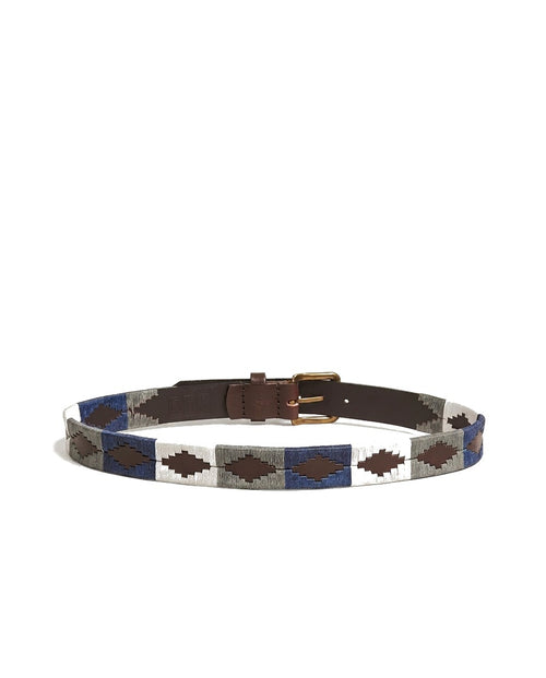 Gray Embroidered Leather Belt — alternate view