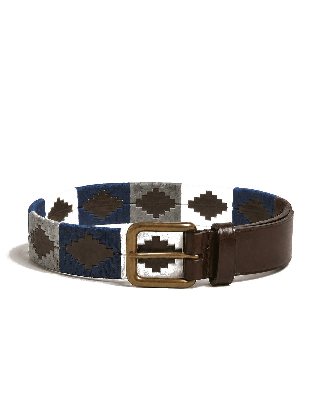 Gray Embroidered Leather Belt