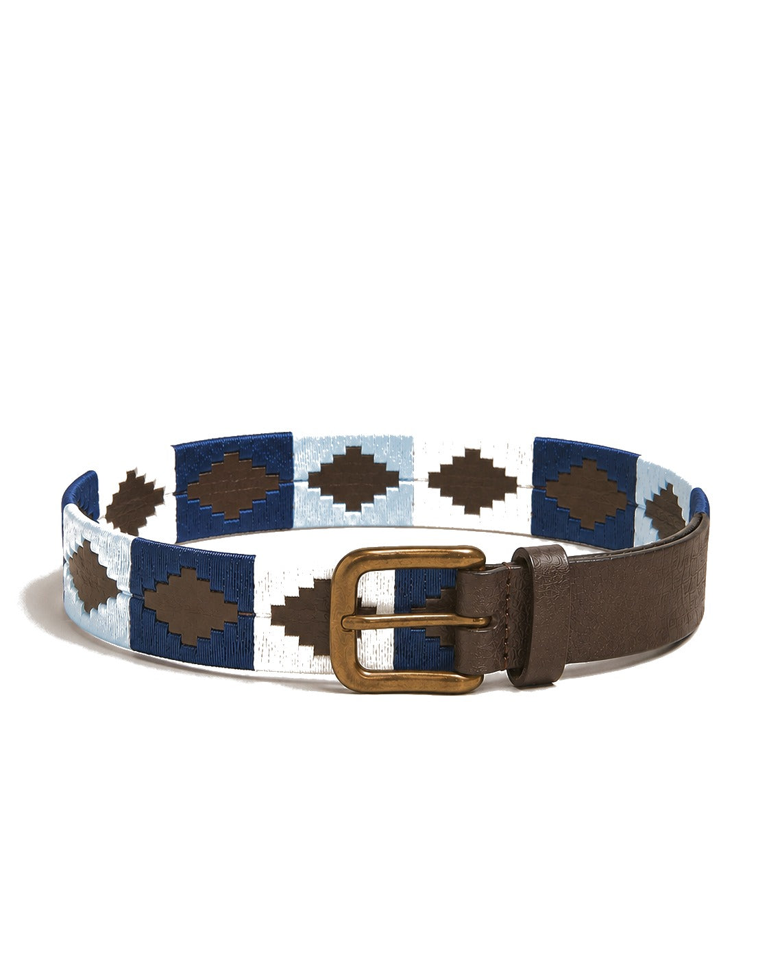 Navy Embroidered Leather Belt